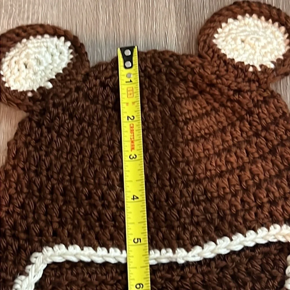 Handknit Crochet Toddler bear Beanie New